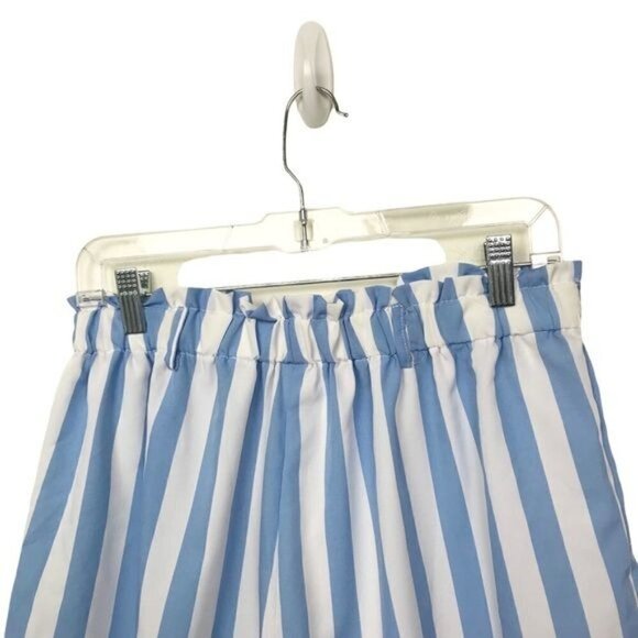 Romwe Blue White Striped Ruffle Hem Pajama Shorts NWT Large - Picture 3 of 9